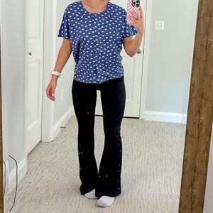 Vintage hand sewn cottage Blue and white floral cotton button-up top